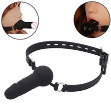 Black 96mm Fancy Shape Mouth Plug Ball Gag Head Hood Restraints-Adult Toy