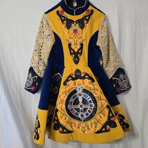 Vintage Celtic Irish Traditional Folk Step Dance Dress Costume Embroidered