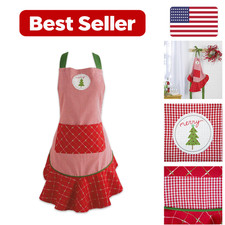 Unisex Christmas Kitchen Apron - Merry Tree One Size Cotton - For Garden