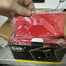 x5 - CLICK SCOLMORE Essentials Range 13A Red DP Switched Double Sockets WA180