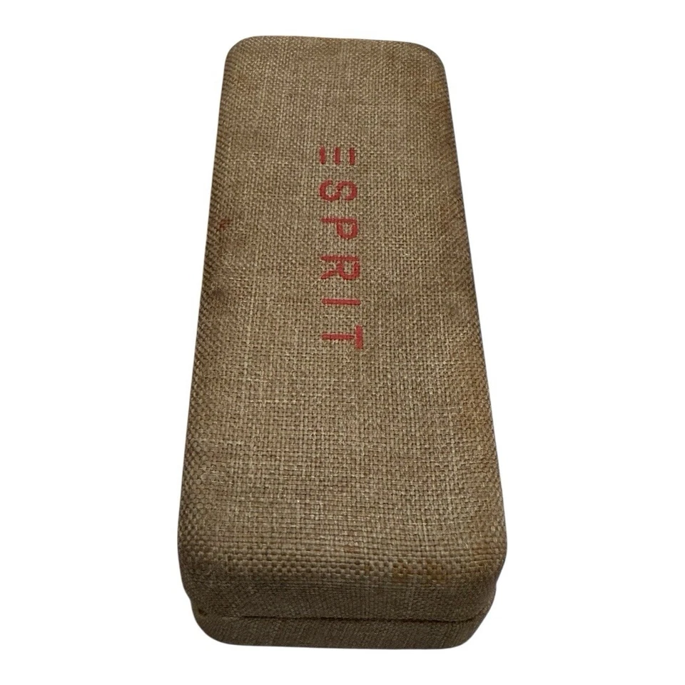 ESPRIT Hard Clamshell Case Beige Tweed Canvas Sunglasses Eyeglasses Felt Lining - Image 4 of 4