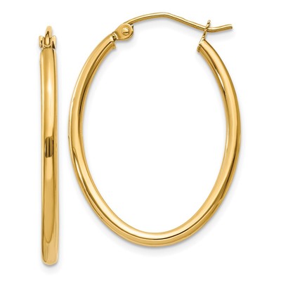 14 Karat Gelbgold ovale polierte Creolen