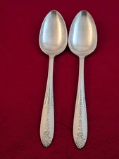 2pc National Silver Co. PRINCESS ROYAL Silverplate Solid Serving Spoons 7 7/8"