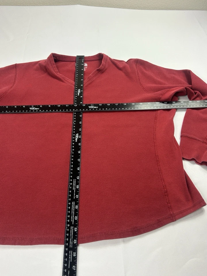 Camisa Duluth Trading Co para mujer XL roja manga larga muesca cuello en V mezcla de algodón Foto 4 de 4