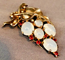 Crown TRIFARI 1940s Alfred Philippe Sterling and Moonstone Dress Clip Pat.Pend.
