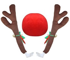 Goodybuy Christmas Car Costume Decoration Plush Rudolph Reindeer Antlers  Red