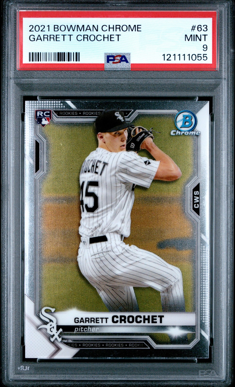 2021 BOWMAN CHROME #63 GARRETT CROCHET ROOKIE RC PSA 9
