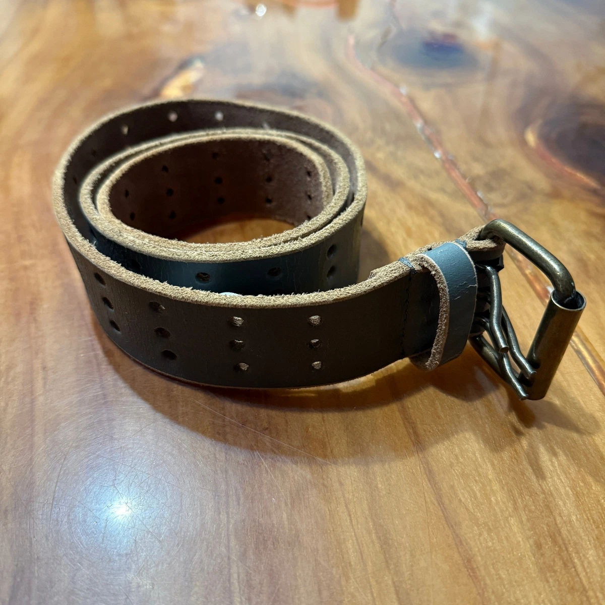 NWOT Free People Story Teller Floral Black Printed Leather Double Ring Wrap Belt WOMENS Blue LILLY EMBROIDERED Western Cowgirl Cowboy Black  main image 4