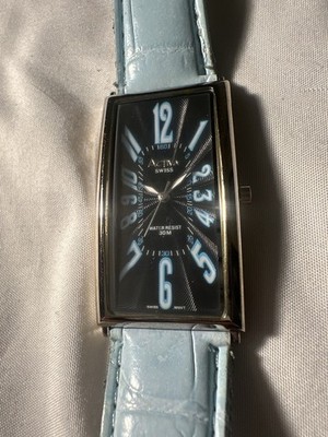 Activa Swiss Unisex Watch Blue Leather Band 3ATM Water Resistant
