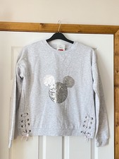 NEW GIRLS LADIES DISNEY MICKEY MOUSE CROP SWEATSHIRT TOP, AGE 14 / 15, 42-43” W