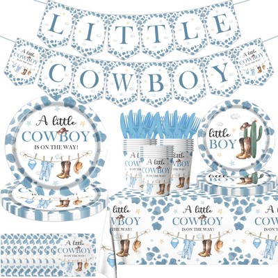 Cowboy Babyparty Deko – Banner „It's A Cowboy“, Western-Design, Blaue Farben, Für Jungen