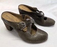 Naturalizer Women' 9M Brown Quantina Mary Jane Leather Buckle Block Heel Shoes
