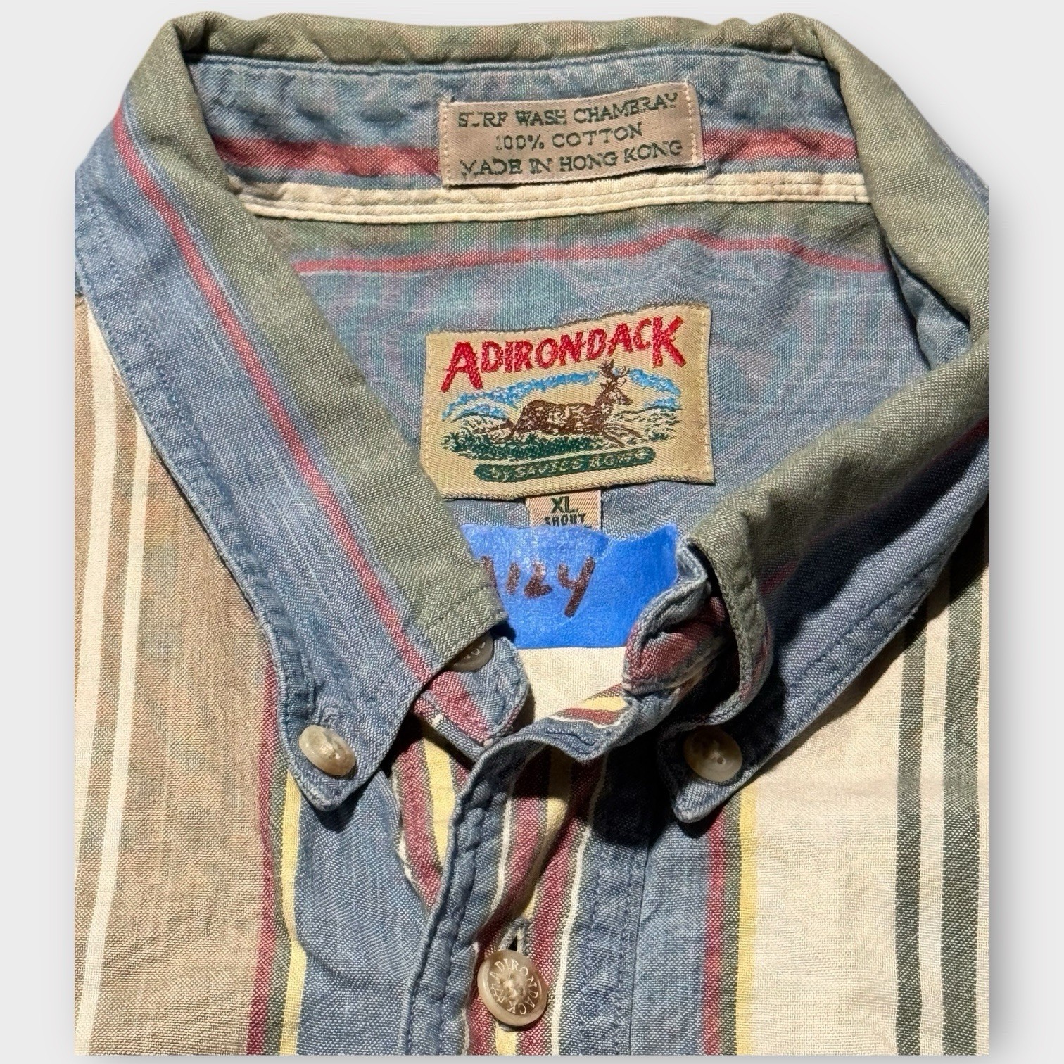 Camicia uomo Adirondack Savile Fila con bottoni manica corta a righe *LEGGI DESCRIZIONE