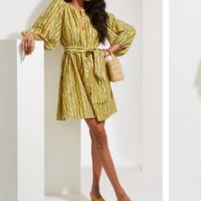 Roller Rabbit Yellow Floral Rhody Stripe Evita Dress Tuckernuck Size Medium