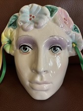 Mardi Gras Carnival Masquerade Decorative Ceramic Face Mask With Ribbons
