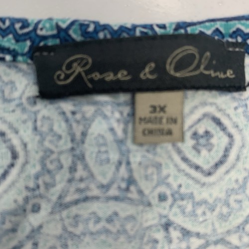 Rose & Olive Tank Top Woman 3X Sleeveless Blue Abstract Stretch Casual Resort - Picture 6 of 9