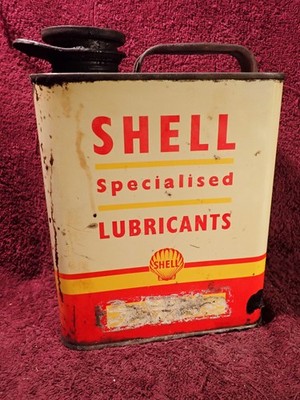 VINTAGE OLD SHELL  SPECIALISED LUBRICANTS 2 LITER TIN CAN w ORIGINAL CAP