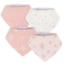 Gerber Just Born Baby Girl Bandana Bibs 4 Pack Pink Floral Dotted NWT