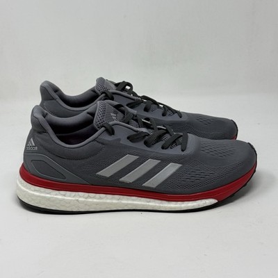 Adidas Boost Response LT Shoes Mens 9 Gray Scarlet  Red Athletic Sneakers