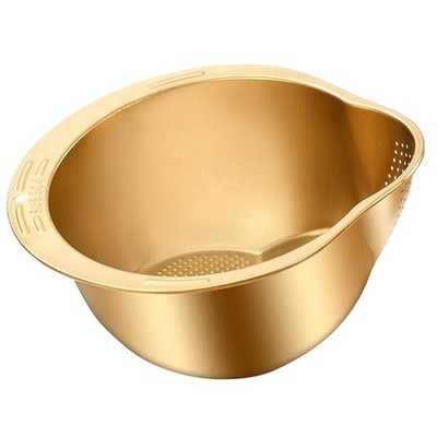 Multi-Use Basin Rice Washing Bowl Vegetable Washer Metal Colander Stainless9004