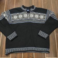 Vtg Nordic Designs Wool Fair Isle Quarter Zip Sweater Mens XL Cabin Preppy READ