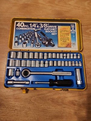 Royal Tools Vintage 40 Pc Combo 1/4''&3/8'' Drive Ratchet Socket Set. Sae And Mm