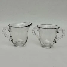 Vintage Imperial Glass Clear Candlewick Creamer & Sugar-Open Stem 3400 Balls