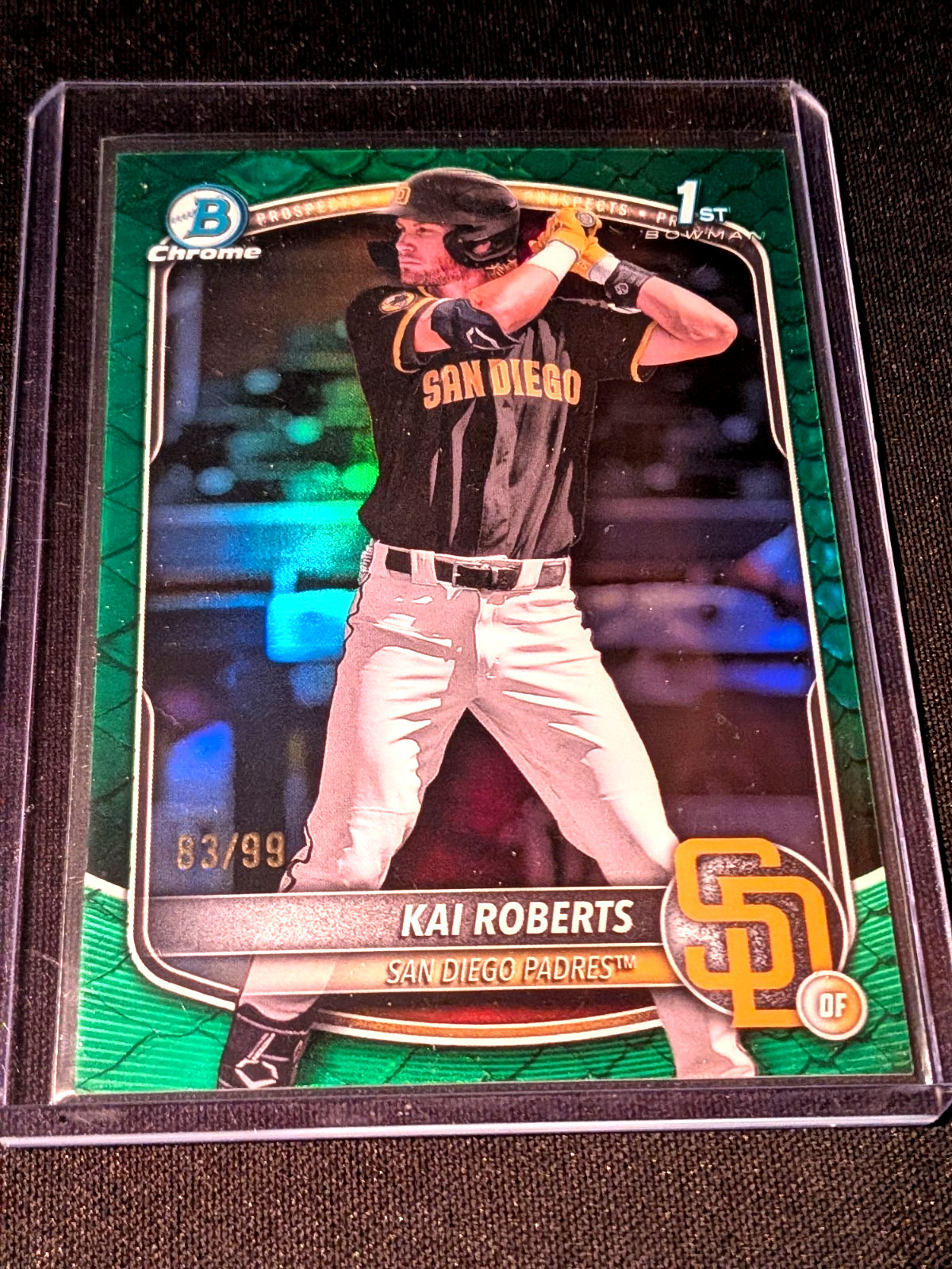 2025 Bowman Chrome Kai Roberts Auto Reptilian Green Refractor 1st #18/99