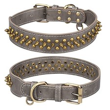 Spiked Dog Collar, Mushrooms Rivet Studded Adjustable Pu Leather Pet Collars ...