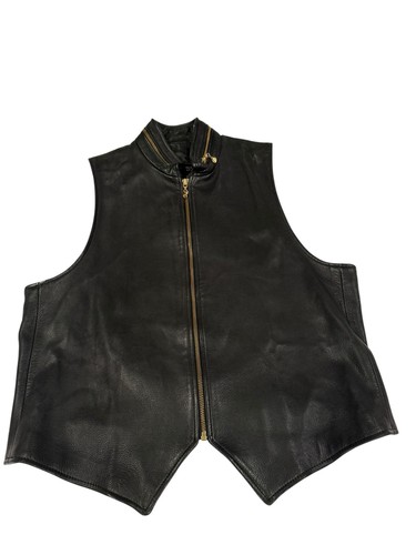 Vintage Donna Karan New York Women's Leather Zip-Front Vest Size L