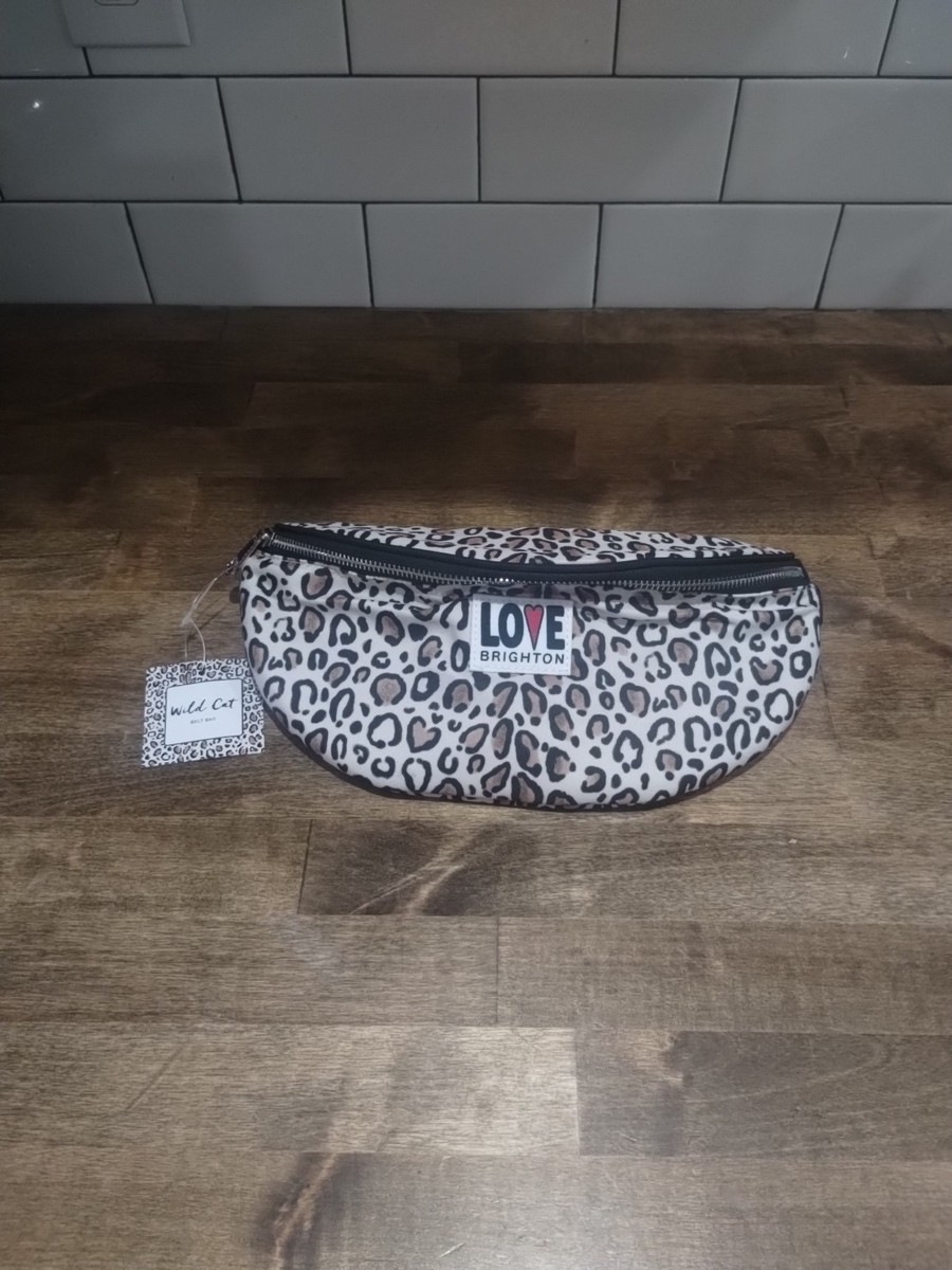 BRIGHTON Wild Cat Belt Bag Cream Brown Leopard Print Nylon  display picture 2