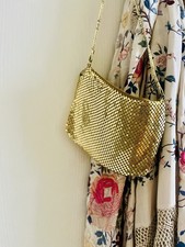VTG Whiting Davis Art Deco Chain Mesh Gold Party Cocktail Glam Clutch Purse