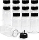 9.5 Oz Plastic Spice Jars Bottles Containers with Black Cap 12 and 6 Packs