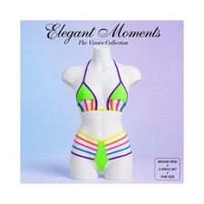 Elegant Moments Vivace Neon Rainbow Strappy 2-Piece Set One Size NEW