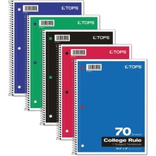 Spiral Notebook 1-Subject College Ruled 70 Sheets Wire Bound Writing Journal for