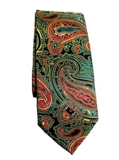 Barry Wang Silk Paisley Tie Abstract Red Green Purple New With Tag