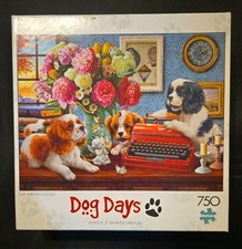 Buffalo Games and Puzzles Dog Days The Writer's Dogs 750 piece 24"X 18" COMPLETE