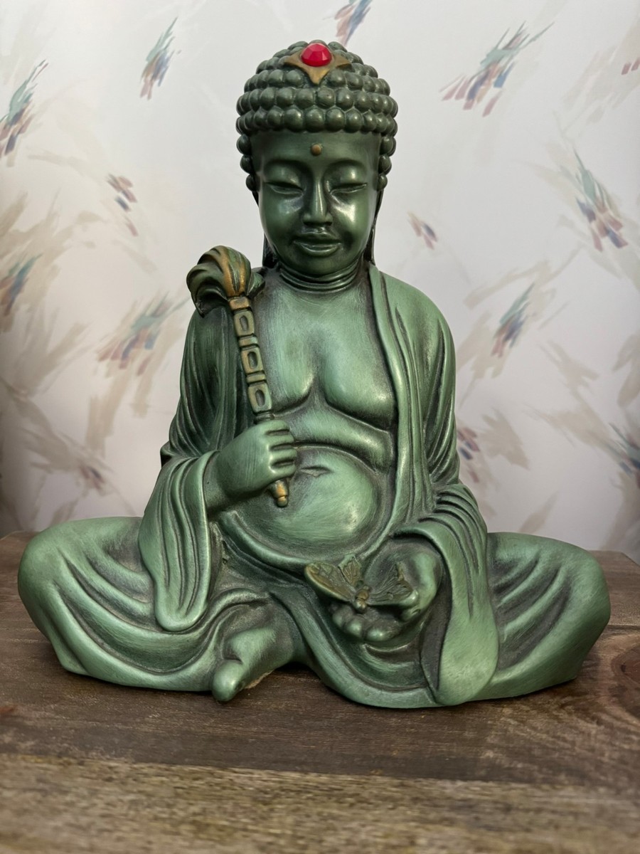 Vintage 1962 Universal Statuary Corp #765 Green Buddha Statue MCM