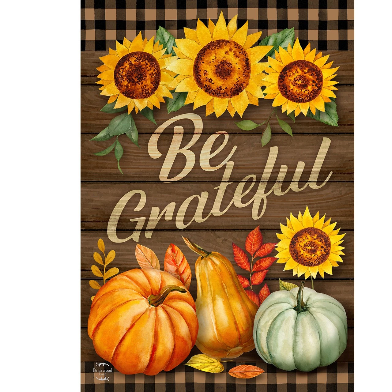 Briarwood Lane Be Grateful Fall Double-Sided House Flag