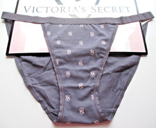VICTORIA'S SECRET Cotton String Bikini Panty VS Tornado Gray S M L XL Logo NWT