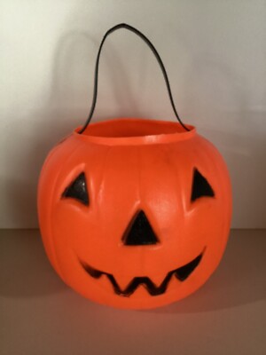 Vintage Empire Blow Mold Jack O Lantern Candy Bucket Pumpkin Trick Or Treat Pail