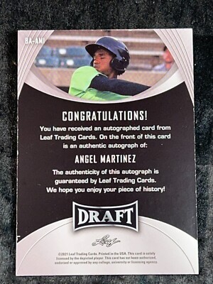 2021 Leaf Draft ROOKIE AUTO Angel Martinez, item 1 | eBay