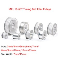 MXL 6 10mm Timing Belt Idler Pulleys 16-60 Teeth Smooth 3-15mm Bore Tensioner