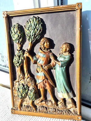 VINTAGE MARCUS DESIGN 3D MITTELALTER WANDRELIEF - RITTER & JUNGFRAUEN