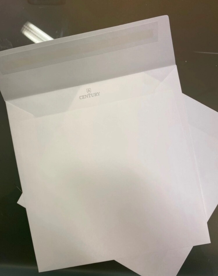 500 Buste Fedrigoni Century TINTORETTO NEVE 17x17cm-con strip adesivo