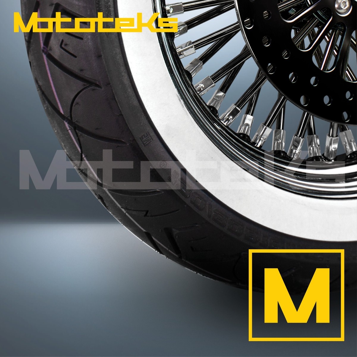 Mototeks 18x3.5 Fat Spoke Rear Wheel – 52 Stainless Steel Spokes, Chrome, For Harley Softail