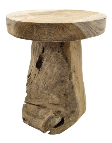 Beistelltisch Teakholz Tisch Natur rund Dekotisch Pflanzentisch Braun Holz Ø25cm - Bild 3 von 9