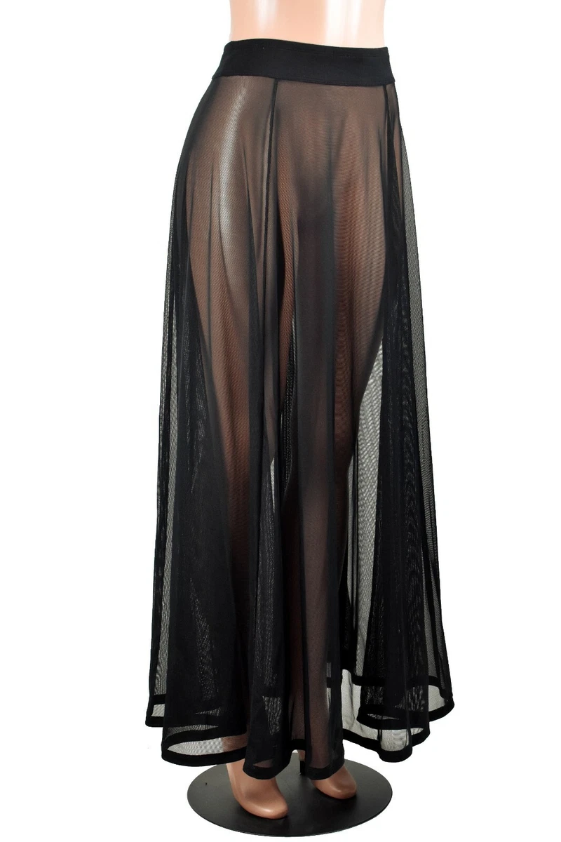 Sheer long black skirt sales