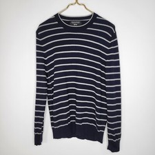 BANANA REPUBLIC Navy Blue Stripe Sweater Size M Crew Neck Nautical Baruffa