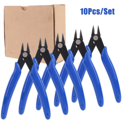 10pcs Precision Electronic Flush Cutter Wire Diagonal Cutting Pliers Nippers Set